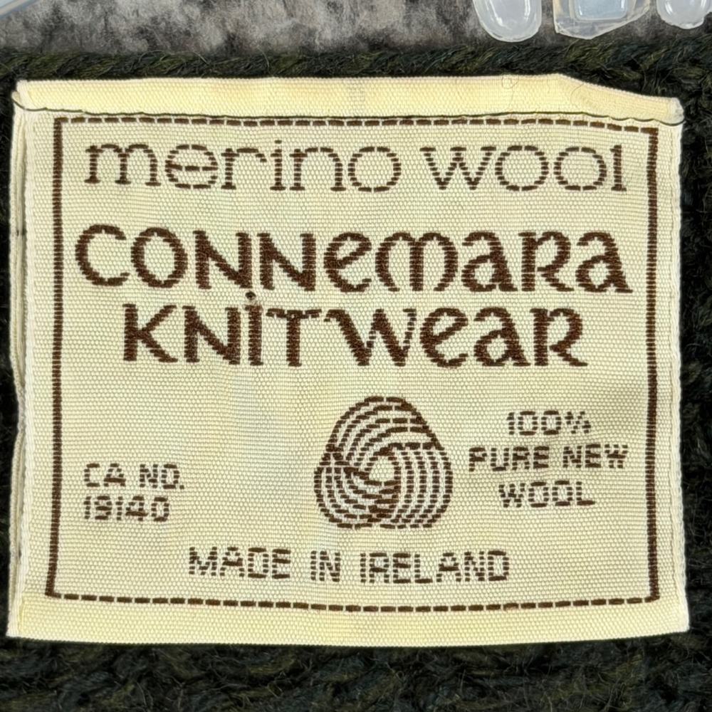 Vtg Connemara Knitwear Women's XL Green Merino Wool Cardigan Sweater Cable Knit - Picture 3 of 16